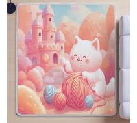 Generico Tappeto per soggiorno, Tappeto a Pelo LungoDesign Modernolavabile in lavatriceper camera da letto, ufficio, sala da pranzo, salottoRosaCartone animato Sognante Gattino120 x 160 cm.