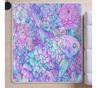 Generico Tappeto per soggiorno, Tappeto a Pelo Lungoè facile da pulirelavabile in lavatriceper camera da letto, ufficio, sala da pranzo, salottoViolaSognante Fantasy Pesce80 x 150 cm.