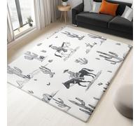 Generico Tappeto per Studio Uomini e Teenager, Antiscivolo Lavabile Morbido, Medio, Schizzo Cowboy Western Scena Deserto Americana, 80 x 150 cm