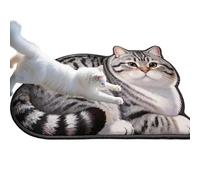 Generico Tappeto Premium - Tappetino da bagno | Tappeto per gatti | Tappetino resistente e spesso in peluche, dal design moderno a forma di felino, con protezione calci, confezione da 1, bianco