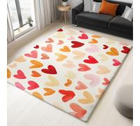 Generico Tappeto Romantico Semplice Amore Cuore per Camera da Letto Donna e Soggiorno Antiscivolo Lavabile Pelo Corto 160x230 cm (Grande) Bianco