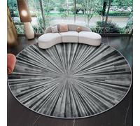 Generico Tappeto Rotondo 120 cm, Pelo Corto Grigio Scuro Tappeto Rotondo, Antiscivolo e Lavabile Stile Retrò Rock Illuminazione Tappeti per Soggiorno, Camera da Letto, Salotto e Ingresso