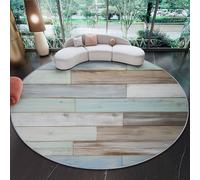 Generico Tappeto Rotondo 120 cm per Soggiorno, Paese Rustico Retro Soffice Morbido Tappeto Rotondo - Antiscivolo Lavabile in Lavatrice Tappeti Azzurro per Camera da Letto Corridoio