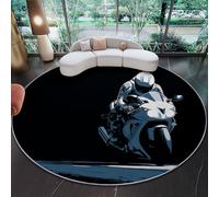 Generico Tappeto Rotondo 150 cm, Pelo Corto Buio Tappeto Rotondo, Antiscivolo e Lavabile Motociclista Alla Moda Dallo Stile Alternativo Tappeti per Soggiorno, Camera da Letto, Salotto e Ingresso