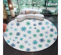 Generico Tappeto Rotondo 60 cm, Pelo Corto Bianco Tappeto Rotondo, Antiscivolo e Lavabile Minimalista Decorazione Squisito Fiocco Di Neve Tappeti per Soggiorno, Camera da Letto, Salotto e Ingresso