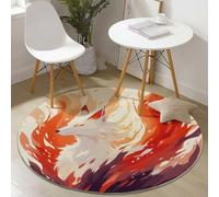 Generico Tappeto rotondo 60 cm per soggiorno, Anime Volpe Fiamma, soffice morbido antiscivolo lavabile in lavatrice Tappeto rotondo Colore Arancione per camera da letto bagno corridoio Cucina