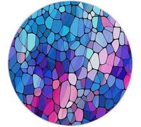Generico Tappeto rotondo antiscivolo Mosaico Astratto morbido e lavabile in lavatrice, per camera da letto, soggiorno, sala da pranzo, arredamento per la casa - 160 cm, Blu Viola