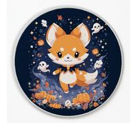 Generico Tappeto Rotondo Bambini 100 cm Colorato, Cartoni Animati Volpe Animali Motivi Halloween Pelo Corto Tappeti Decorativi per Camera Da Letto Bagno Aree Interne Soggiorno