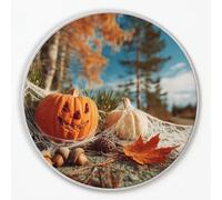 Generico Tappeto Rotondo Bambini 100 cm Colorato, Halloween Ragnatele Zucca Foresta Lavabile in Lavatrice Tappeti per la Casa per Camera Da Letto Bagno Aree Interne Soggiorno