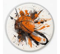 Generico Tappeto Rotondo Cameretta 100 cm Arancione classico, Graffiti Acquerello Pallacanestro Sport Lavabile in Lavatrice Decorazione Del Pavimento per Camera Da Letto Bagno Aree Interne Soggiorno