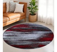 Generico Tappeto Rotondo,Decorazione da pavimento moderna contemporanea nera grigia, rossa, ø 70 cm, Corridoio Cucina Ingresso Interno Tappeti di zona Lavabile in lavatrice Antiscivolo