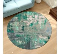 Generico Tappeto Rotondo,Decorazione per la casa moderna astratta multicolore beige grigio, verde, ø 120 cm, Area Rug Low Pile Living Room Bedroom Lounge Floors Indoor/Outdoor Rugs Balconies,