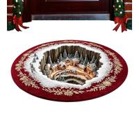 Generico Tappeto Rotondo di Natale Zerbino d'Ingresso con Illusione Ottica | Tappeto Decorativo per Casa Festa Soggiorno Camera da Letto Cameretta Ingresso Portico Porta d'Ingresso