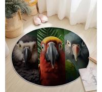 Generico Tappeto Rotondo in Flanella Morbida a Pelo Corto Negro - Lavabile in Lavatrice Naturaleza Aves Silvestres Animales Stampa Decorativa per Soggiorno Camera da Letto Cameretta Tappeto, 100 cm