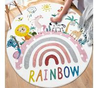 Generico Tappeto Rotondo,Leone Animale Arcobaleno Modello Moderno, Rosa, ø 120 cm, Area Rug Low Pile Living Room Bedroom Lounge Floors Indoor/Outdoor Rugs Balconies,