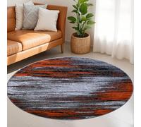 Generico Tappeto Rotondo, moderna contemporanea nera grigia, arancione, ø 70 cm, Tappetino di zona Decorazioni per Sedie Cucina Sgabelli, Lavabile in lavatrice Antiscivolo