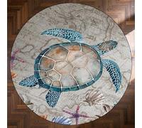 Generico Tappeto Rotondo, multicolore e animale dell'oceano, moderna, grigia, ø 70 cm, Tappetino di zona Decorazioni per Sedie Cucina Sgabelli, Lavabile in lavatrice Antiscivolo