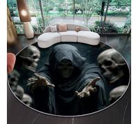Generico Tappeto rotondo per soggiorno Teschio Della Morte Gotica, Tappeto morbido antiscivolo per sala da pranzo, camera da letto, divano, cucina o sala giochi 150 cm, Nero