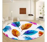 Generico Tappeto Rotondo Piante Tropicali Foglie Acquerello, Moquette Lavabile in Lavatrice Antiscivolo Multicolore - Morbido Non Perde Pelo Ø 140 cm per Soggiorno e Camera da Letto