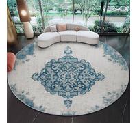 Generico Tappeto Rotondo Salotto 180 cm, Morbido Vintage Simmetrico Classico Invecchiato Stampato Tappeto Camera da Letto Pelo Corto, Antiscivolo Multicolore Tappeti Soggiorno Lavabile in Lavatrice