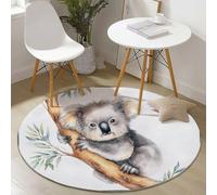 Generico Tappeto Rotondo Salotto Acquerello Animali Koala Tema, Capelli Corti Flanella Tappeti Rotondi 100 cm per Soggiorno Interno Esterno, Bianco Tappeto Facile da Pulire Antiscivolo
