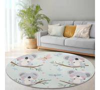 Generico Tappeto Rotondo Salotto, Carino Koala Libellula Morbido Circolare Tappetini Antiscivolo Tappeto per Bambini Cameretta Cucina Casa Zona Balcone Tappet Tavolino (Colore Uovo D'Anatra, 180 cm)