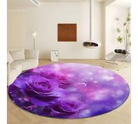 Generico Tappeto Rotondo Salotto da 160 cm Morbido Tema Romantico Tappetini Antiscivolo, Tappeto Rose Sognanti A Forma Di Cuore per Cameretta Cucina Casa Zona Balcone Tappet Tavolino