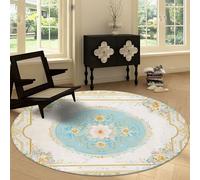 Generico Tappeto Rotondo Salotto da 180 cm Morbido Glam Tappetini Antiscivolo, Tappeto Piante A Strisce Fiori per Cameretta Cucina Casa Zona Balcone Tappet Tavolino