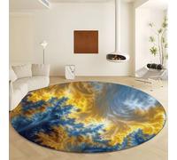 Generico Tappeto Rotondo Salotto Morbido Astratto, Tappetini Rotondo Cameretta Bambini Strisce Artistiche A Cielo Fiori Antiscivolo Tappeto, per Cucina Casa Zona Balcone 180 cm
