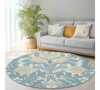 Generico Tappeto Rotondo Salotto, Retro Bello Fiori Morbido Circolare Tappetini Antiscivolo Tappeto per Bambini Cameretta Cucina Casa Zona Balcone Tappet Tavolino (Blu, 150 cm)
