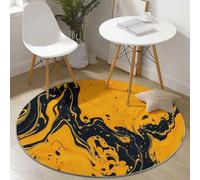 Generico Tappeto Rotondo Salotto, Vortice Arancione Marmo Morbido Circolare Tappetini Antiscivolo Tappeto per Bambini Cameretta Cucina Casa Zona Balcone Tappet Tavolino (Colore Arancione, 150 cm)