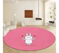 Generico Tappeto Rotondo Tema Amore Animali Conigli, Moquette Lavabile in Lavatrice Antiscivolo Rosa - Morbido Non Perde Pelo Ø 180 cm per Soggiorno e Camera da Letto