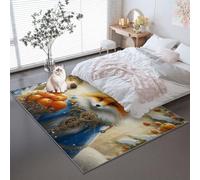 Generico Tappeto Salotto 160 x 230 cm, motivo Animale Volpe Nobile Frutta stampati lavabile Tappeti - Colorato Moderno Morbido antiscivolo Tappeto non perde pelo per Cameretta Bambino Ufficio