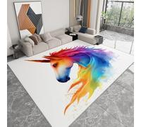 Generico Tappeto Salotto 160 x 230cm, Morbido Tappeto Scendiletto Camera da Letto Acquerello Unicorno Tappeti Lavabili per Salotto Cameretta Bambino Pieghevole