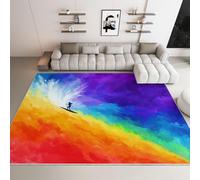 Generico Tappeto Salotto 180 x 240cm Morbido Tappeto Scendiletto Camera da Letto Surfer Girl onde arcobaleno stile animazione Tappeti Lavabili per Salotto Cameretta Bambino Ufficio Ingresso