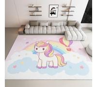 Generico Tappeto Salotto 180 x 240cm Morbido Tappeto Scendiletto Camera da Letto Unicorno Arcobaleno Palloncini Cielo Stellato Tappeti Lavabili per Salotto Cameretta Bambino Ufficio Ingresso