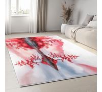Generico Tappeto Salotto Autunno Foresta Montagne E Fiumi Morbido Pelo Corto Tappeto Camera Da Letto, Tappeti Antiscivolo Lavabile per Cameretta Soggiorno Sala Scendiletto, Bianco 80 x 150 cm