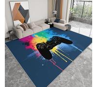 Generico Tappeto Salotto Blu, Tappeto Camera dei bambini Antiscivolo Lavabile Moderno Tappeti Camera Da Letto Tappeti Controller di gioco Paint Splash per Soggiorno Sala 160 x 230cm