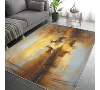 Generico Tappeto Salotto Cervo 140x200, Tramonto Alce Cervo Sika Tappeto Cucina Antiscivolo Lavabile, Tappeti Camera da Letto Grande Morbido Flanella, Lavabile in Lavatrice H-7