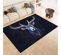 Generico Tappeto Salotto Cervo con motivo animale, Tappeto Per Soggiorno Nero, lavabile, a pelo corto, antiscivolo, super morbido, grande, per soggiorno, camera da letto 160x230cm