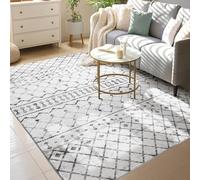 Generico Tappeto Salotto Corridoio Soggiorno, Lavabile Antiscivolo, Tappeti di zona,Vintage Geometric Design Neutral Decor,Grigio Bianco,80 x 150 cm