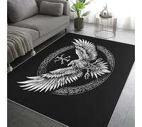 Generico Tappeto Salotto Corvo Vichingo 160x230, Mitologia Celtica Norrena Tappeto Cucina Antiscivolo Lavabile, Tappeti Camera da Letto Grande Morbido Flanella, Lavabile in Lavatrice H-6