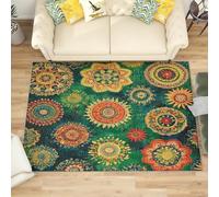 Generico Tappeto Salotto di Flanella Stampato In 3D, Arte Mandala In Stile Indiano Tappeti Morbido Soggiorno Camera per Bambini, Decorazione Grande Colorato Tappeto per Giochi Antiscivolo, 140x200 cm