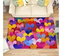 Generico Tappeto Salotto di Flanella Stampato In 3D, Design Creativo Dell'Amore Tappeti Morbido Soggiorno Camera per Bambini, Decorazione Piccolo Colorato Tappeto per Giochi Antiscivolo, 80x150 cm