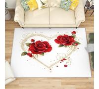 Generico Tappeto Salotto di Flanella Stampato In 3D, Tema Romantico Amore Rosa Tappeti Morbido Soggiorno Camera per Bambini, Decorazione Piccolo Bianco Tappeto per Giochi Antiscivolo, 60x90 cm