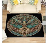 Generico Tappeto Salotto di Flanella Stampato In 3D, Totem Vintage Tappeti Morbido Soggiorno Camera per Bambini, Decorazione Piccolo Nero Tappeto per Giochi Antiscivolo, 60x90 cm