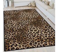 Generico Tappeto Salotto e Camera da Letto, Lavabile Antiscivolo, Tappeti di zona,Leopard Animal Print Non-Shedding Brown Nero,Orange,155 x 215 cm