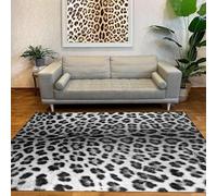 Generico Tappeto Salotto e Camera da Letto, Lavabile Antiscivolo, Tappeti di zona,Neutral Colours Grigio Bianco Leopard Prints,Nero,120 x 160 cm