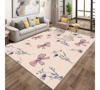 Generico Tappeto Salotto Fiocco Rosa, Tappeto Ragazze Floreale Fiocchi Camera da Letto 140x200cm, Tappeti Salotto Antiscivolo, Lavabili, Morbido, Arredo Casa
