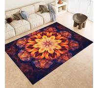 Generico Tappeto Salotto Fiore Fiamma, Tappeto Per Soggiorno Arte della geometria, lavabile, a pelo corto, antiscivolo, super morbido, grande, per soggiorno, camera da letto 160x230cm